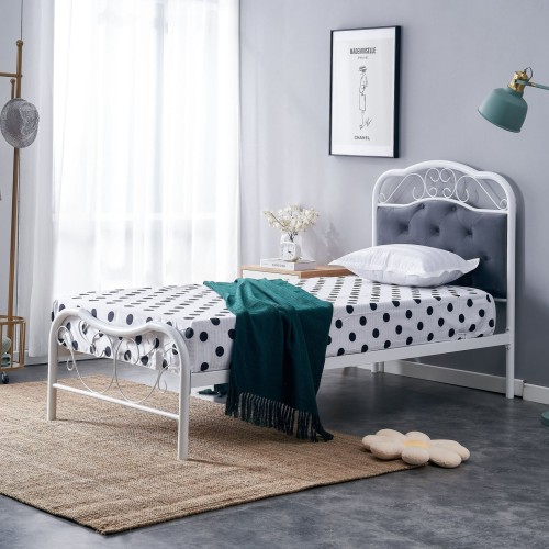 FABRIZIA 90 Κρεβάτι μεταλλικό σε λευκό χρώμα 209x92x115cm (για στρώμα 90x200cm)
