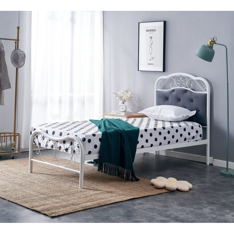 FABRIZIA 90 Κρεβάτι μεταλλικό σε λευκό χρώμα 209x92x115cm (για στρώμα 90x200cm)