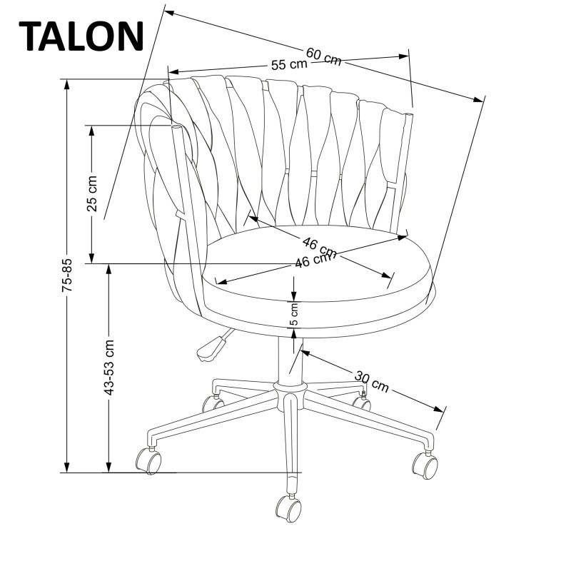 TALON Καρέκλα γραφείου με απλό μηχανισμό σε γκρι 55x60x75cm