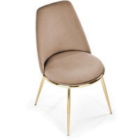 K460 Kαρέκλα τραπεζαρίας βελούδο μπεζ  49x54x84 με ύψος καθίσματος 46cm