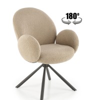 K498 Καρέκλα ,boucle μπεζ-μαυρο 64x63x90cm με λειτουργία περιστροφής