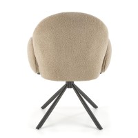 K498 Καρέκλα ,boucle μπεζ-μαυρο 64x63x90cm με λειτουργία περιστροφής