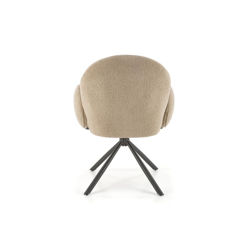 K498 Καρέκλα ,boucle μπεζ-μαυρο 64x63x90cm με λειτουργία περιστροφής