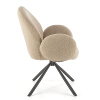 K498 Καρέκλα ,boucle μπεζ-μαυρο 64x63x90cm με λειτουργία περιστροφής