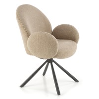 K498 Καρέκλα ,boucle μπεζ-μαυρο 64x63x90cm με λειτουργία περιστροφής