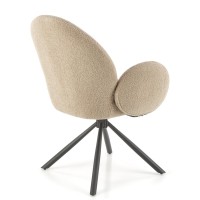 K498 Καρέκλα ,boucle μπεζ-μαυρο 64x63x90cm με λειτουργία περιστροφής