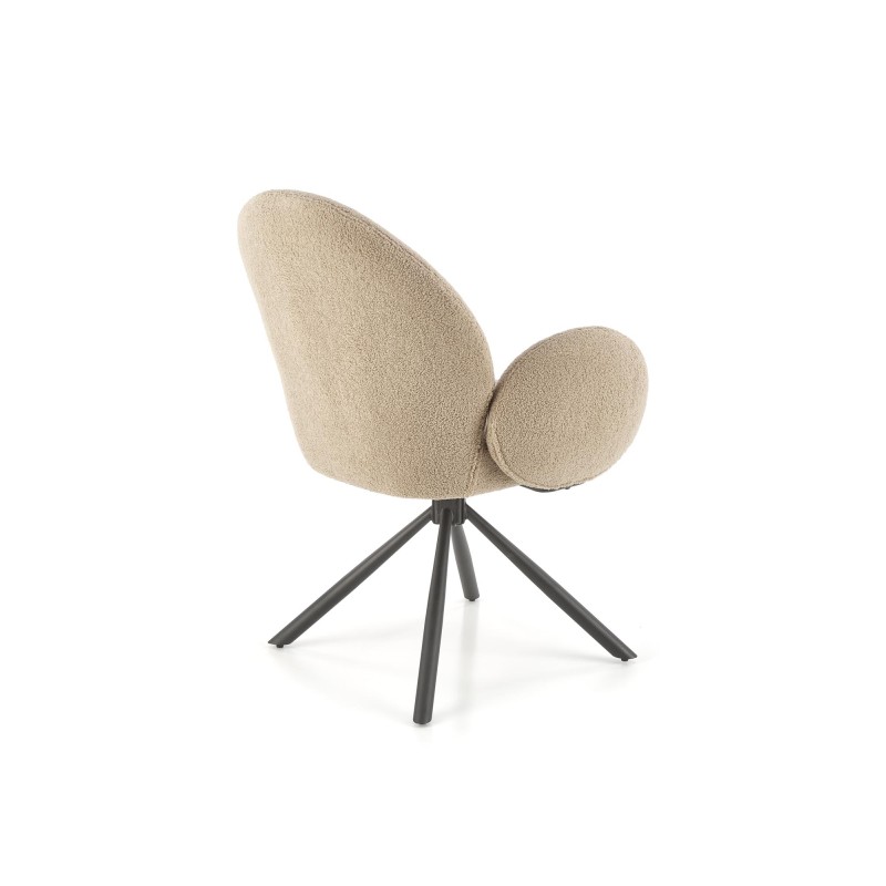 K498 Καρέκλα ,boucle μπεζ-μαυρο 64x63x90cm με λειτουργία περιστροφής