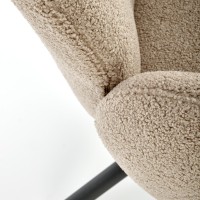 K498 Καρέκλα ,boucle μπεζ-μαυρο 64x63x90cm με λειτουργία περιστροφής