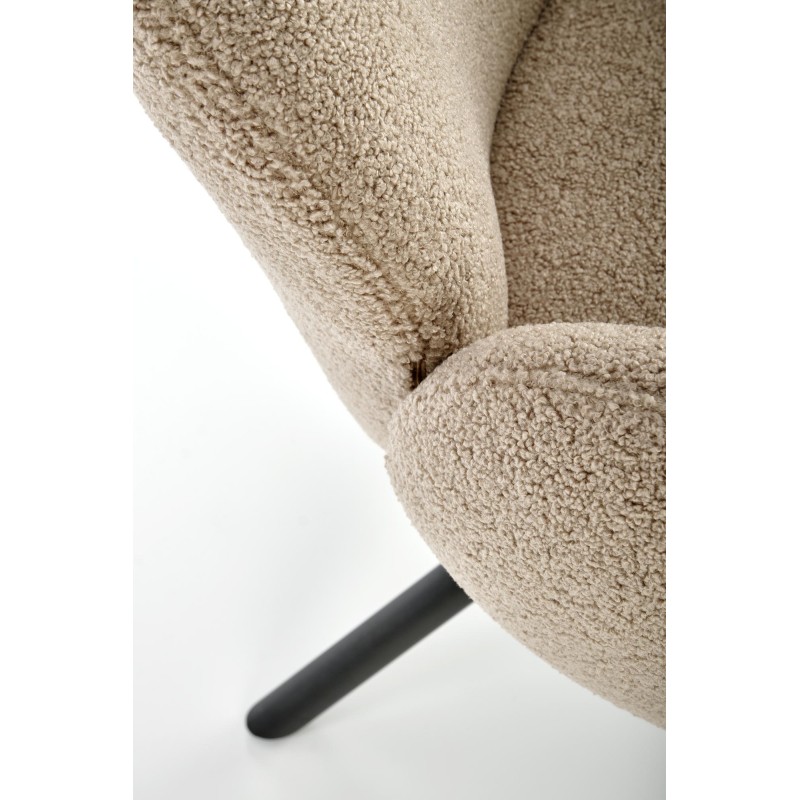 K498 Καρέκλα ,boucle μπεζ-μαυρο 64x63x90cm με λειτουργία περιστροφής