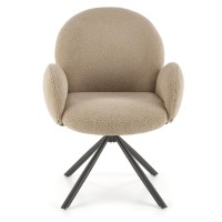 K498 Καρέκλα ,boucle μπεζ-μαυρο 64x63x90cm με λειτουργία περιστροφής