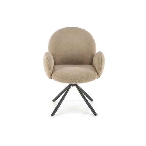 K498 Καρέκλα ,boucle μπεζ-μαυρο 64x63x90cm με λειτουργία περιστροφής 