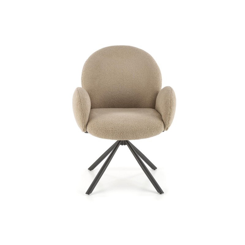 K498 Καρέκλα ,boucle μπεζ-μαυρο 64x63x90cm με λειτουργία περιστροφής