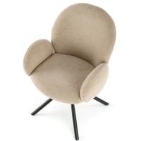 K498 Καρέκλα ,boucle μπεζ-μαυρο 64x63x90cm με λειτουργία περιστροφής