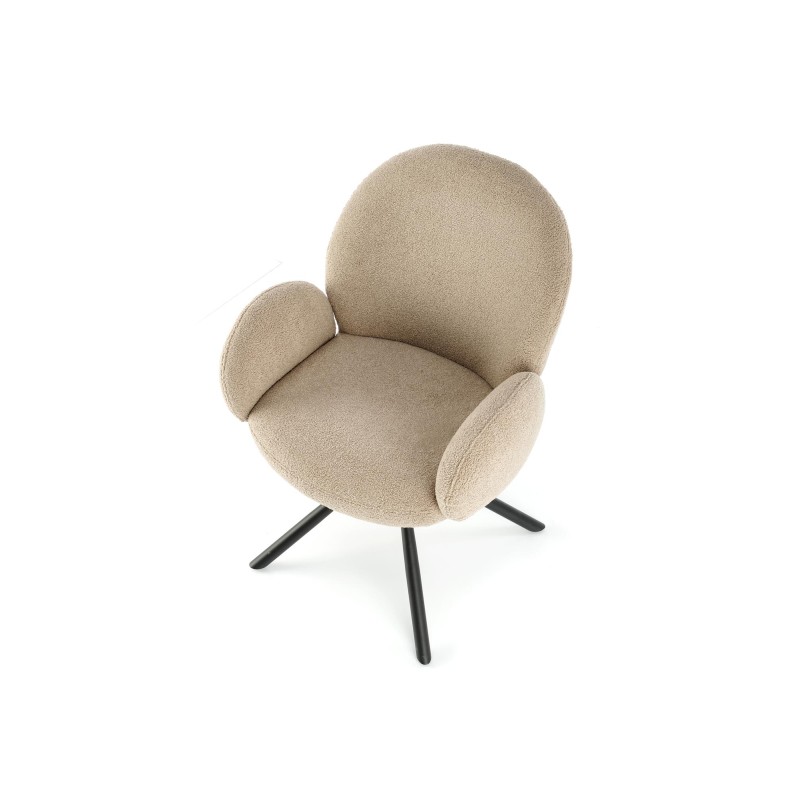 K498 Καρέκλα ,boucle μπεζ-μαυρο 64x63x90cm με λειτουργία περιστροφής