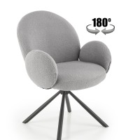 K498 Καρέκλα, γκρι boucle-μαυρο 64/63/90 cm, με λειτουργία περιστροφής  2010001195511
