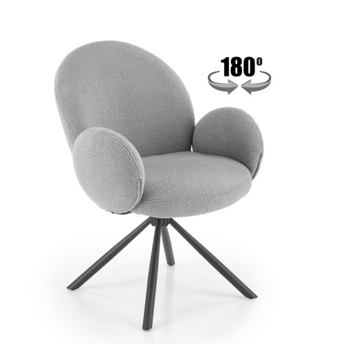 K498 Καρέκλα, γκρι boucle-μαυρο 64/63/90 cm, με λειτουργία περιστροφής  2010001195511