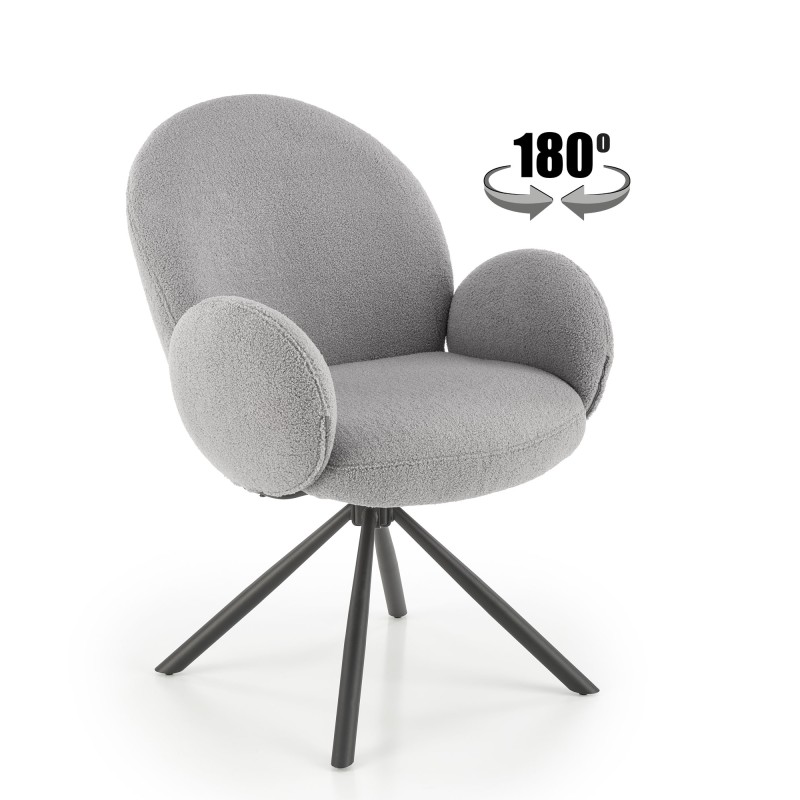 K498 Καρέκλα, γκρι boucle-μαυρο 64/63/90 cm, με λειτουργία περιστροφής  2010001195511