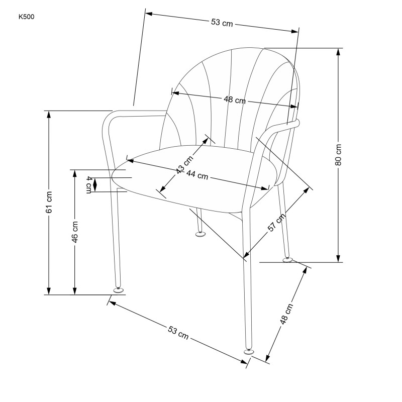 K500 Καρέκλα μπεζ / μαύρο 53x57x80 με ύψος καθίσματος 46 cm