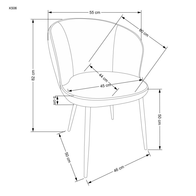 K506 Καρέκλα τραπεζαρίας πολύχρωμη 55x60x82 με ύψος καθίσματος 50cm
