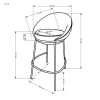 H118 Σκαμπό μπαρ γκρι 53x57x90 με ύψος καθίσματος 65cm