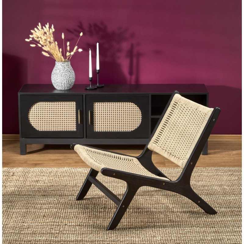 Πολυθρόνα FODEN, μαύρο / φυσικό 65/84/74/39 cm 2010001196372