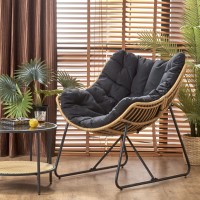 Πολυθρόνα  WHISPER, μαύρο μαξιλάρι / φυσικό 81x90x90 με ύψος καθίσματος 45 cm 2010001196556