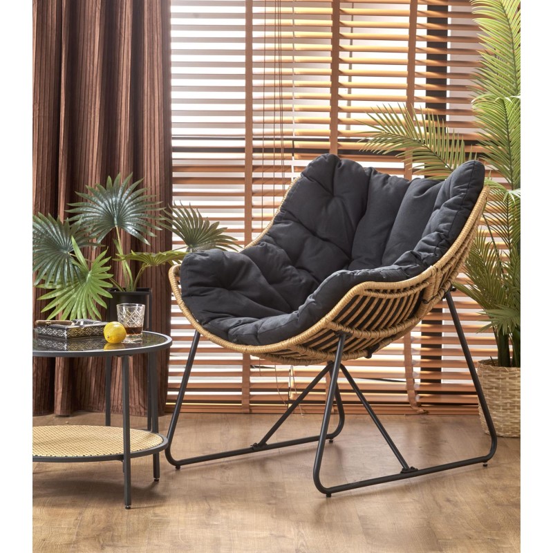 Πολυθρόνα  WHISPER, μαύρο μαξιλάρι / φυσικό 81x90x90 με ύψος καθίσματος 45 cm 2010001196556