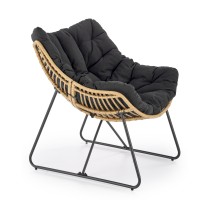 Πολυθρόνα  WHISPER, μαύρο μαξιλάρι / φυσικό 81x90x90 με ύψος καθίσματος 45 cm 2010001196556