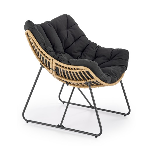 Πολυθρόνα  WHISPER, μαύρο μαξιλάρι / φυσικό 81x90x90 με ύψος καθίσματος 45 cm 2010001196556
