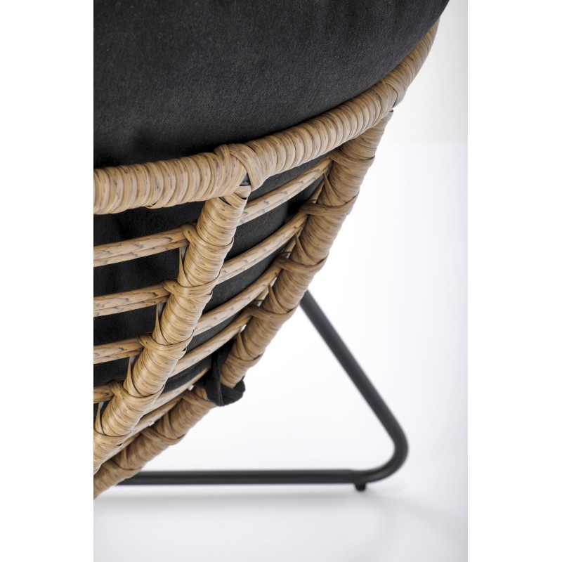 Πολυθρόνα  WHISPER, μαύρο μαξιλάρι / φυσικό 81x90x90 με ύψος καθίσματος 45 cm 2010001196556
