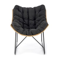 Πολυθρόνα  WHISPER, μαύρο μαξιλάρι / φυσικό 81x90x90 με ύψος καθίσματος 45 cm 2010001196556