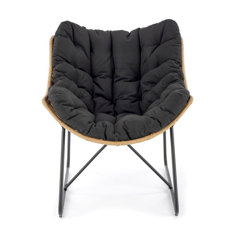 Πολυθρόνα  WHISPER, μαύρο μαξιλάρι / φυσικό 81x90x90 με ύψος καθίσματος 45 cm 2010001196556