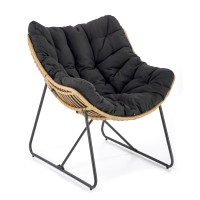 Πολυθρόνα  WHISPER, μαύρο μαξιλάρι / φυσικό 81x90x90 με ύψος καθίσματος 45 cm 2010001196556