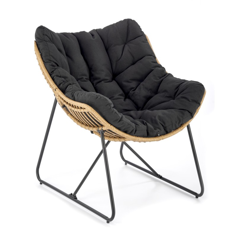 Πολυθρόνα  WHISPER, μαύρο μαξιλάρι / φυσικό 81x90x90 με ύψος καθίσματος 45 cm 2010001196556