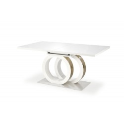 Τραπέζι τραπεζαρίας GALARDO με προέκταση, λευκό/χρυσό 160-200/90/76 cm