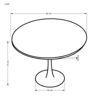 Στρογγυλό τραπέζι OLMO, καρυδιά / μαύρο 90x90x73 cm