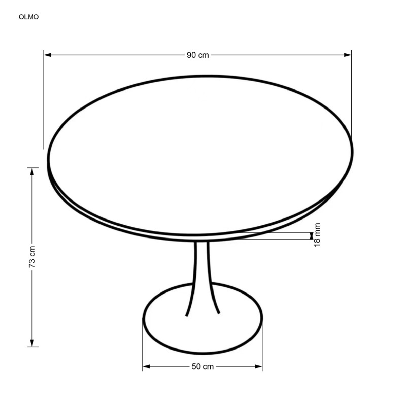 Στρογγυλό τραπέζι OLMO, καρυδιά / μαύρο 90x90x73 cm