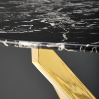 Τραπέζι τραπεζαρίας RAYMOND 2, μαύρο μάρμαρο / χρυσό 100x100x73 cm 2010001196792