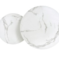 MERCURY σετ από 2 τραπέζια 80x80x45-60x60x38 υλικό: γυαλί / ανοξείδωτο ατσάλι-λευκό μάρμαρο 2010001197072
