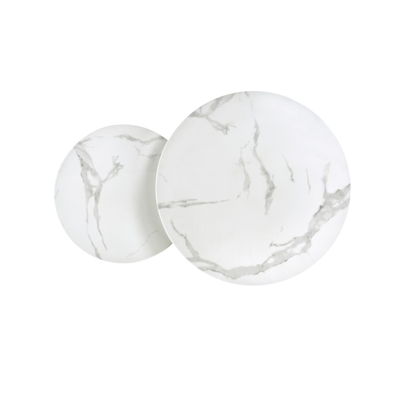 MERCURY σετ από 2 τραπέζια 80x80x45-60x60x38 υλικό: γυαλί / ανοξείδωτο ατσάλι-λευκό μάρμαρο 2010001197072