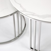 MERCURY σετ από 2 τραπέζια 80x80x45-60x60x38 υλικό: γυαλί / ανοξείδωτο ατσάλι-λευκό μάρμαρο 2010001197072