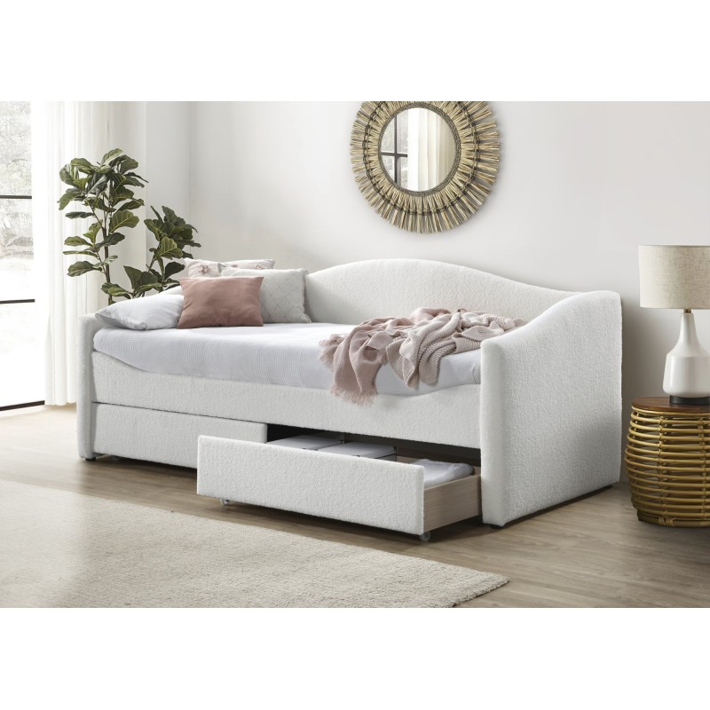 Κρεβάτι με δύο συρτάρια CAYDENCE 90 σε κρεμ 99x216x94cm