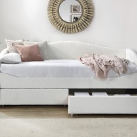 Κρεβάτι με δύο συρτάρια CAYDENCE 90 σε κρεμ 99x216x94cm