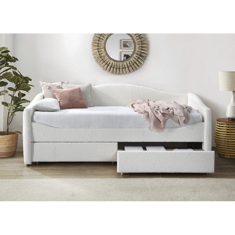 Κρεβάτι με δύο συρτάρια CAYDENCE 90 σε κρεμ 99x216x94cm