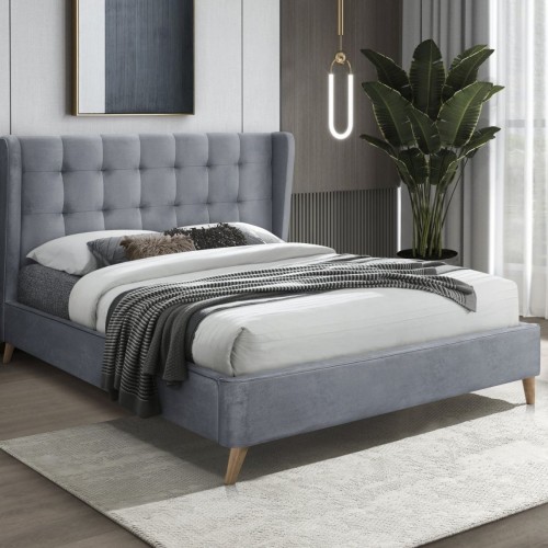 Κρεβάτι διπλό ESTELLA 160 cm γκρι 172/219/113 cm για στρώμα 160x200 2010001202684