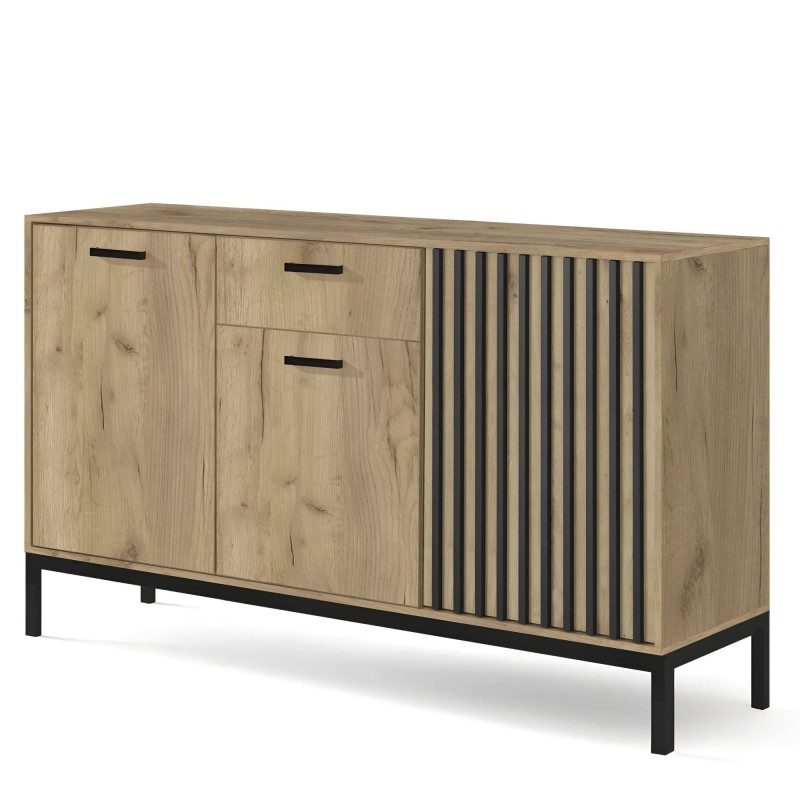 LAMINO KM-1 Μπουφές με 3 ντουλάπια και 1 συρτάρι δρυς craft/μαύρο διάσταση: 154/40/84 cm